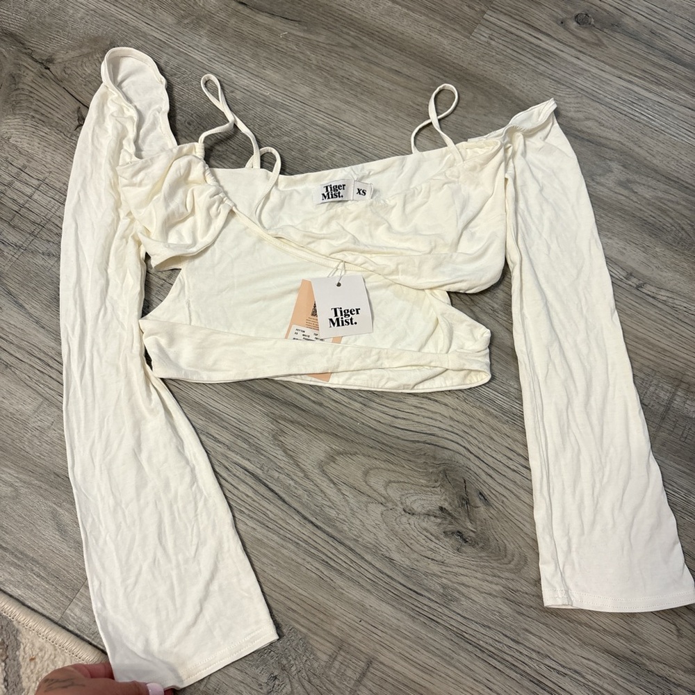 Tiger Mist Off-White Crop Top